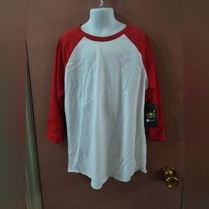 2 nwt boys size large 10/12 red and white athletic works long sleeve shirt